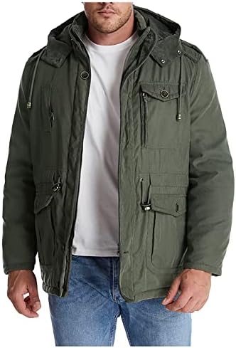 ADSSDQ MENS DOWN јакна, трендовски палти за одмор Менс со долг ракав зима плус големина одговара на ветерно -јакна zipfront solid16