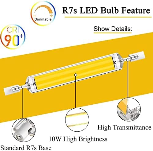 6 ПАКЕТ R7S LED Светилки 78mm, 10w висока Осветленост Двојно Заврши Поплава Светлина, Замена ЗА 100w R7s Халогени Светилки, 120v T3 J-Тип