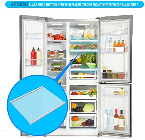 Замена на ладилникот Zuyiyi W11130203 Замена на стаклени полица за замрзнување, замена за втора полица WPW10527849 W10527849 W10773887 4545866 AP6262440 PS12347522 EAP12347522, во согласност