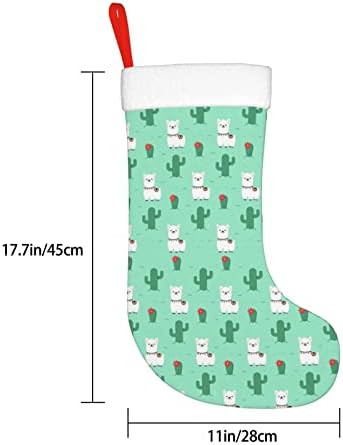 Божиќни чорапи за божиќни чорапи лама камила зелена кактус PNG двострано камин што виси чорапи