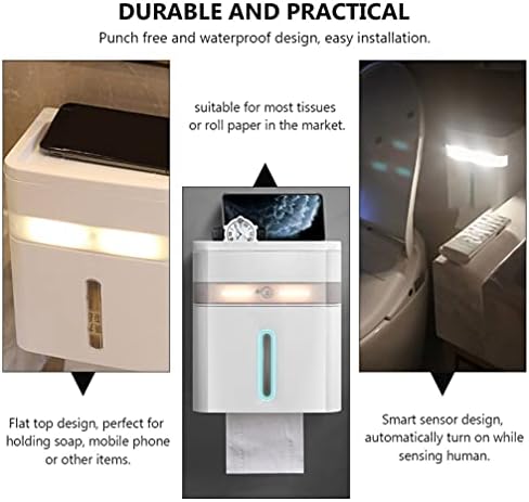 Ultnice Tission Dispenser LED интелигентна кутија за крпи за хартија, ламба ноќна светлина дома Домашна декорација 1 парчиња држач за тоалетно