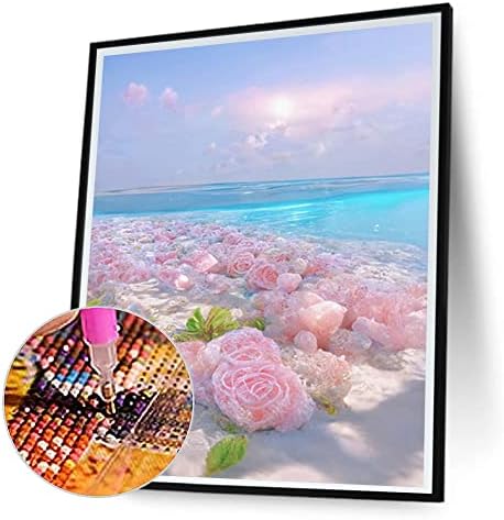 Алуминиумски сон на плажа со дијамантски комплети за сликање за возрасни, пејзаж дијамантска уметност, DIY 5D целосна рунда за вежбање