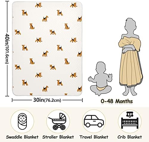 Цртан филм на Swaddle Cartette Среќен памучен ќебе за териер Лакленд за новороденчиња, примање ќебе, лесен мек за тресење за