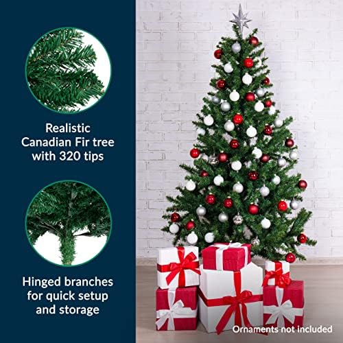 4 FT Премиум новогодишна елка со 320 совети за полнота - вештачка канадска ела целосна телесна мала елка со метален штанд, лесен