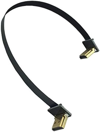 FPV HDMI кабел, KEWORK 20CM FPV HDMI тенок рамен кабел, 90 степени нагорен стандарден HDMI машки интерфејс до 90 степени нагорен стандарден HDMI