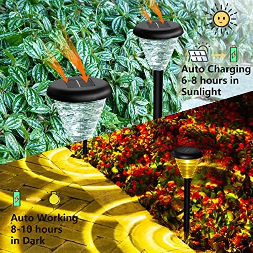 Надворешни соларни градинарски светла 2 пакувања, топла/боја што се менува соларна патека Светло водоотпорна градинарска декор ламба со автоматско