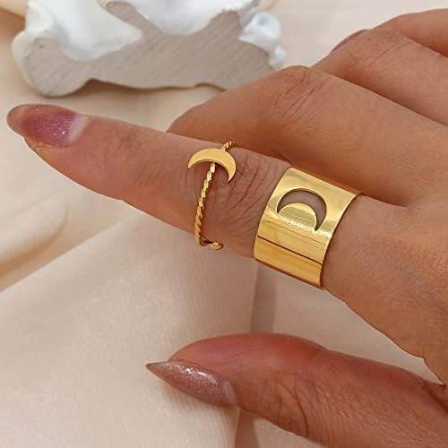 ЗБОРО 2021 фино полирана месечина starвезда срцев цвет облик прилагодливи златни прстени за жени загатки за двојки прстени за мажи-71447