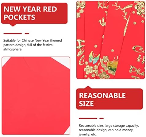 Пликови во боја на неродеко обоени пликови 42 парчиња Кинески Црвени Пликови 2023 Црвен Џеб Хонг Бао Среќни Пари Пликови За Свадба