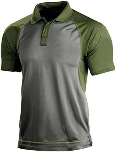 Zddo Mens Muscle Polo кошули Краток ракав Американско знаме Солидна боја крпеница голф врвови лето копче за вратот Тенис кошула