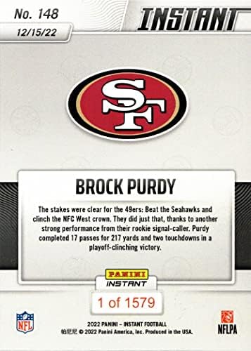 2022 Panini Instant Football 148 Brock Purdy Rookie Card 49ers - направени само 1.579!