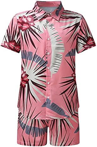 Xiloccer машки хавајски кошула костуми 2021 Менс летна облека Машка машка тренерка за машки 2 парчиња кошули за плажа костуми Подарок