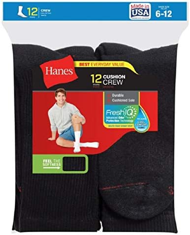 Машки Двојни Тешки Чорапи На Екипажот ханес, Пакет Од 12 Парови