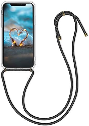 Cwmobile Crossbody Case компатибилен со Apple iPhone XS Max Case - Clear TPU телефонски покритие w/лента за кабел за ландери - Транспарентен/црна