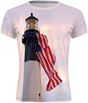 Летна машка фустан кошула машка летна независност на денот на независноста мода 3Д дигитално печатење маица кратки ракави за мажи