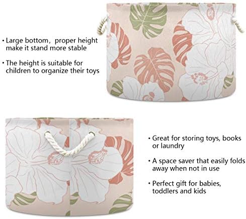Алаза Тркалезна корпа за складирање корпа за тропски цветни лисја склопувачки водоотпорни алишта за перење, организатор на корпа за расадници со рачки за играчки ?