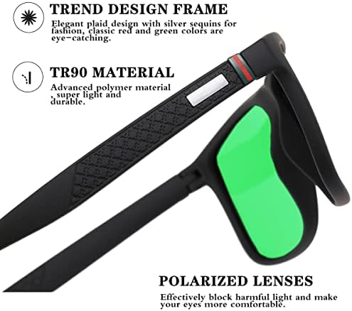 PerfectMiaoxuan поларизирани очила за сонце за мажи/жени; лесна рамка; HD пилотски леќи; Голф/возење/риболов/патувања за патувања