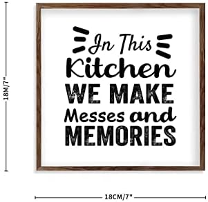 Кокочен инспиративни цитати знаци дрво врамени во оваа кујна правиме хаос и спомени дрвена плакета со рамка 12 x 12 Рустикален