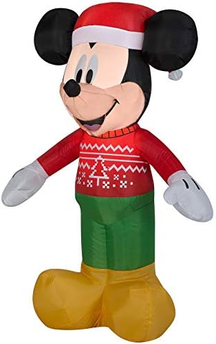 Gemmy 3.5 'Airblown Mickey во грда џемпер Дизни Божиќ надувување