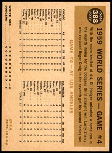 1960 Топпс 388 1959 Светска серија - Игра 4 - Хоџис победнички Хомер Гил Хоџис Лос Анџелес/Чикаго Доџерс/Вајт Сокс НМ/МТ Доџерс/Вајт