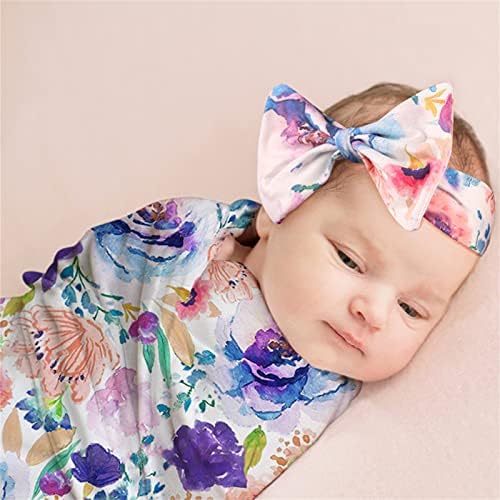 Уикцетен Цветни Со Ленти За Глава Завиткајте Облека Ќебе Повивање Бебе Примање Лак За Нега На Бебиња