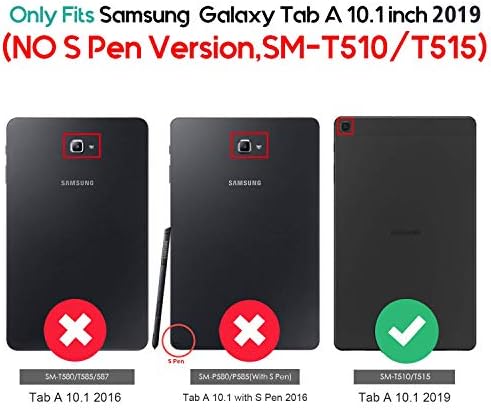Galaxy Tab A 10.1 2019 кожен случај, Elepower Slim Fit Shockproof Case Folio Stand [Преглед на повеќе агол] Покрив за паричникот