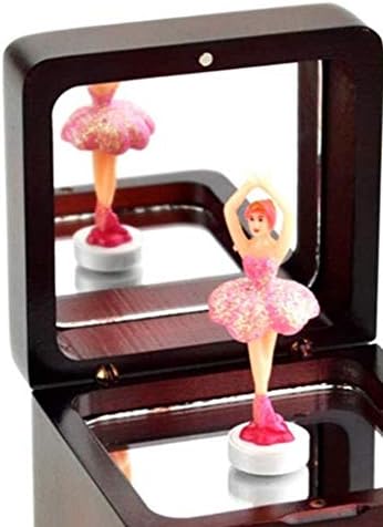 XJJZS Дрвена музичка кутија - музичка кутија за накит, музичка кутија со огледало, вртење на балетски танц музички кутија