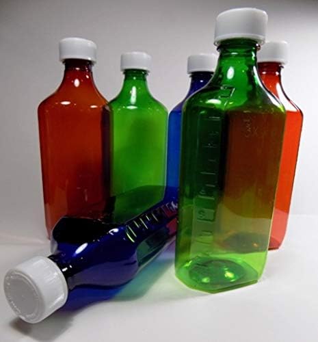 Дипломирани шишиња со овална медицина и капачиња-8 унца 236мл-случај од 100 единици-амбер, зелена или кобалт сино-фармацевтска пластика
