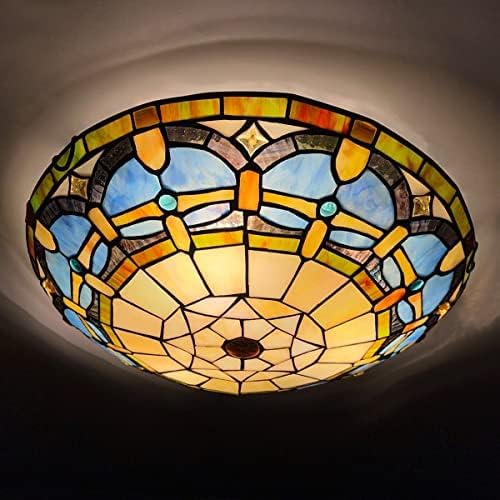 Светла со тавани на Артзон Тифани, витраж тавански светло 3-светлини од 16 инчи Тифани Флеш монтирање на таванот за светло за дневна соба за