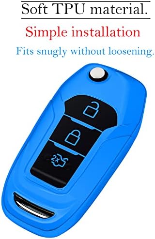 Kirsnda за Ford Key Fob Cover, со приврзок за клучеви, заштитен случај Fit Fusion Ranger Focus ECT, Flip Далечински клуч