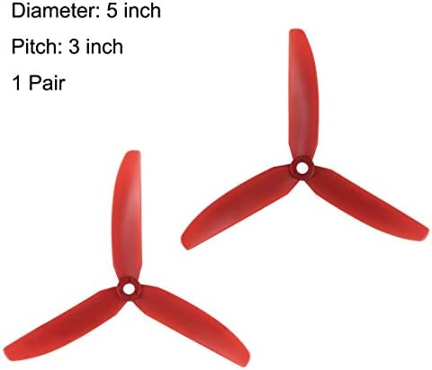 Uxcell RC Propellers 5030 5x3 инчи 3-Vane мулти-ротор за играчка со авиони, најлон црвен 1 пар со адаптерски прстени