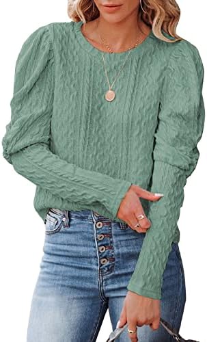 Fragarn женска облека есен 2022 година, женски пулвер обични плетени џемпери со долг ракав екипаж џемпер врвови
