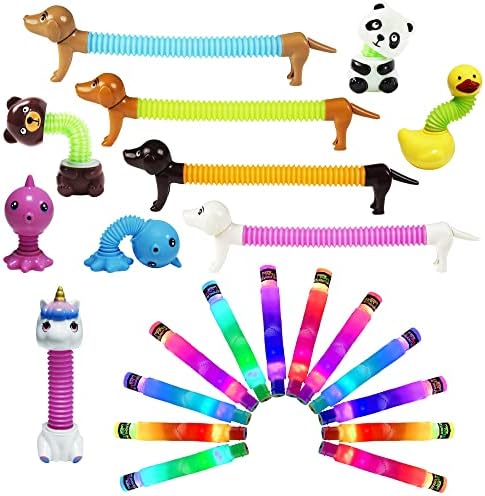 TTM Меѓународни играчки поп цевки Fidget играчки сет 22 пакувања мини животни аутизам сензорни играчки fidget играчки за сензорни деца забава фаворизираат најголемиот дел