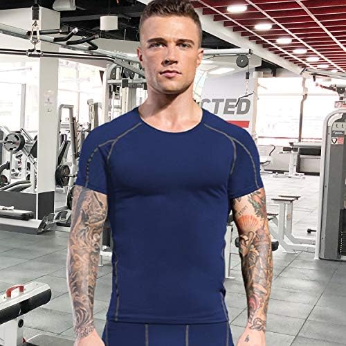 Wragcfm 3 пакуваат машки компресии за атлетски кошули со кратки ракави ， тренингот ладно суво базелиер спортски маици кои трчаат врвови