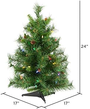 Викерман 2 'Чајен бор вештачко новогодишно дрво, повеќебојни LED светла Дура -ЛИТ® - елка на факс - Сезонски затворен украс