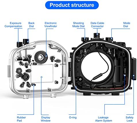 Морски жаби водоотпорна камера куќиште компатибилно со Sony A7RIV 90mm IPX8 40M/130FT Максимална длабочина за нуркање подводна