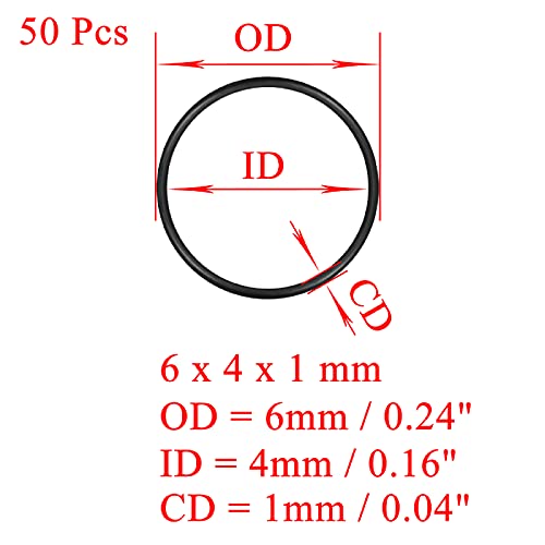Офуин [50 парчиња] нитрилна гума О-прстени 8мм ОД 6мм ID 1мм ширина, метричка буна-n запечатување заптивка за мијалник за притисок,