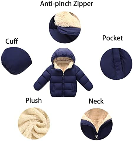 Xmwealthy бебе девојчиња момчиња со качулка со јакна за зимски палто топло топло поставени јакни од руно
