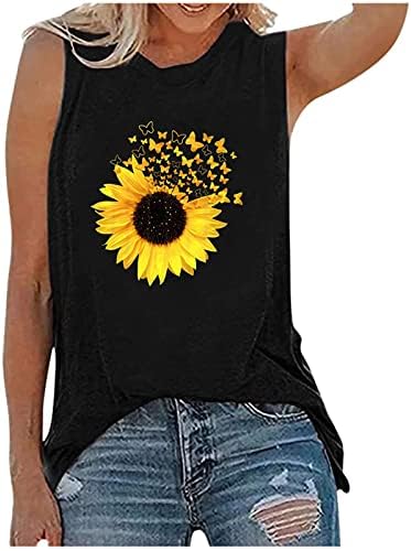 LCEPCY длабоко страничен резервоар на врвот на жените плус големина лабава цветна печатена кошули без ракави, обични летни графички маички