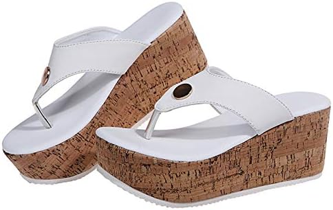 IQKA Womenените платформа Сандали летни обични чевли клип пети за дишење клинови пета на отворено за слободно време на папучи