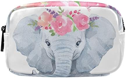 Глафи ​​симпатична слон цветна молив кутија со голем капацитет торбичка торбичка торбичка за патент преносна козметичка кеса