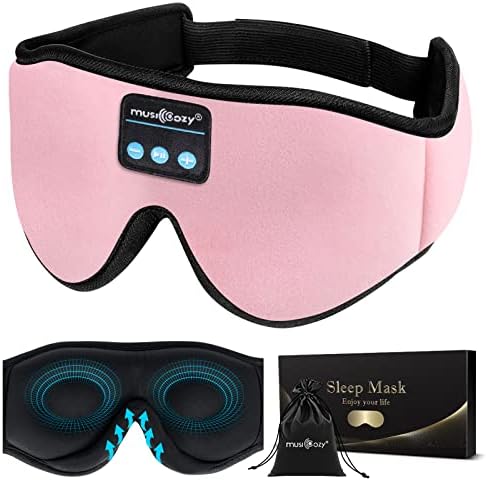 Слушалки за спиење MusicOzy 3D Bluetooth 5.2 безжична маска за спиење на главата, слушалки за спиење Музичка маска за очи за