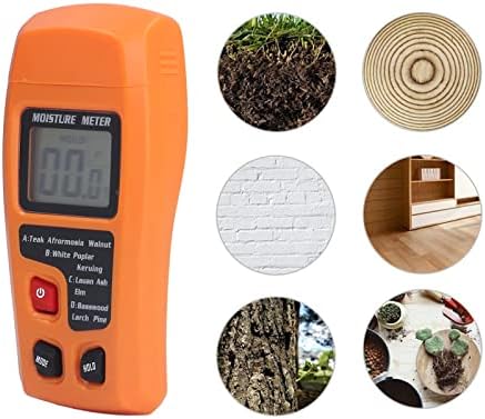 Дигитален мерач на влага од дрво, висока точност 4 режими Детектор за влага од портокал за лековити градежни материјали хартиени картони