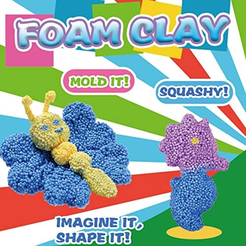 Mikoom Floam 6 бои гигантска пена глина, забавна пена за мали деца пена монистра играат комплет за моделирање глина за деца, предучилишни училници