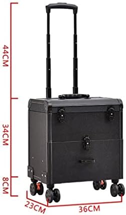 н/куфер За Шминка со тркала ретро везови за убавина маникир тркалачки куфер со голем капацитет кутија за количка за шминка