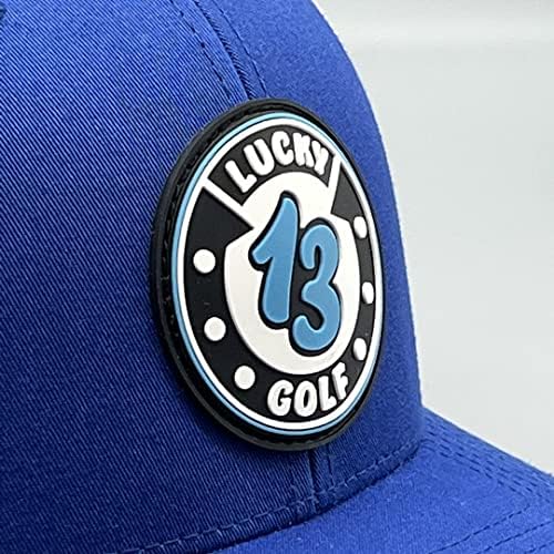 Среќа 13 голф сина/бела капа со логоа за боја на ПВЦ