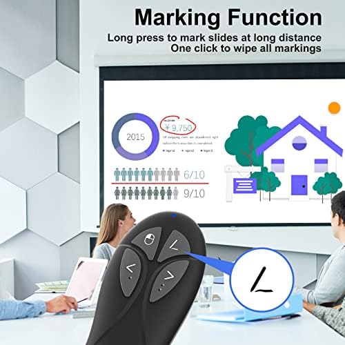 MIPREZT ATRESTATION CLICKER AIR глушец за PowerPoint, далечински управувач на безжичен презентација, ласерски покажувач, унапредок на слајд