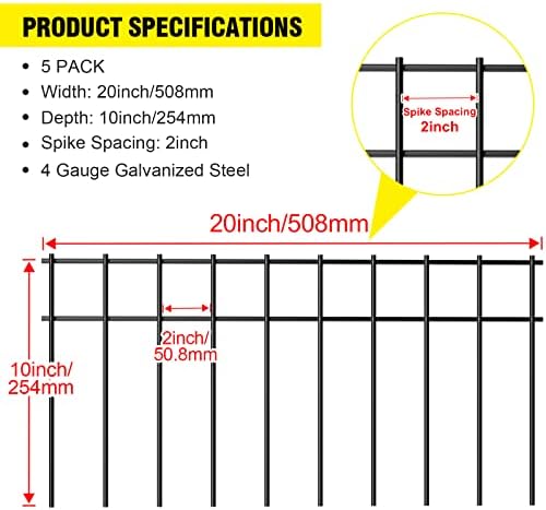 5 пакет животинска бариера ограда со растојание од 2inch Spike подземна декоративна градина ограда 20инх x10inch 4 мерач црн прав обложена