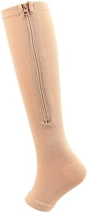 Cicilin Zipper Compression Cods Cods For Men Women 20-30 mmhg Отворено пети колено високи чорапи за поддршка