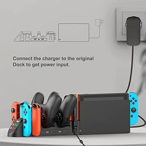 Докур за полнење на FastSnail Компатибилен со Nintendo Switch Pro контролори и за радосни лоши и OLED модел за oyојкон, штанд за