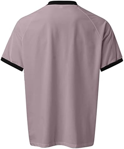 XXBR MENS Sports Zipper вратот Хенли маици, кратки ракави без јаки, врвови на атлетски тренингот, обична маица